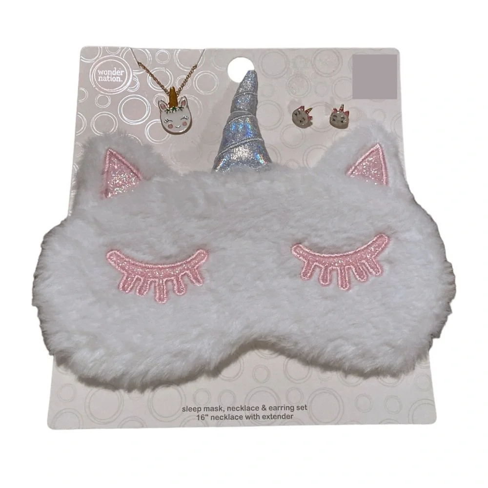 Unicorn Sleep Mask With Necklace And Earrings